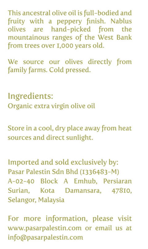 NABLUS Organic Extra Virgin Olive Oil